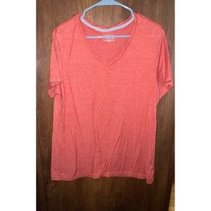 Time and Tru Cotton V-Neck Tee in Burnt Orange